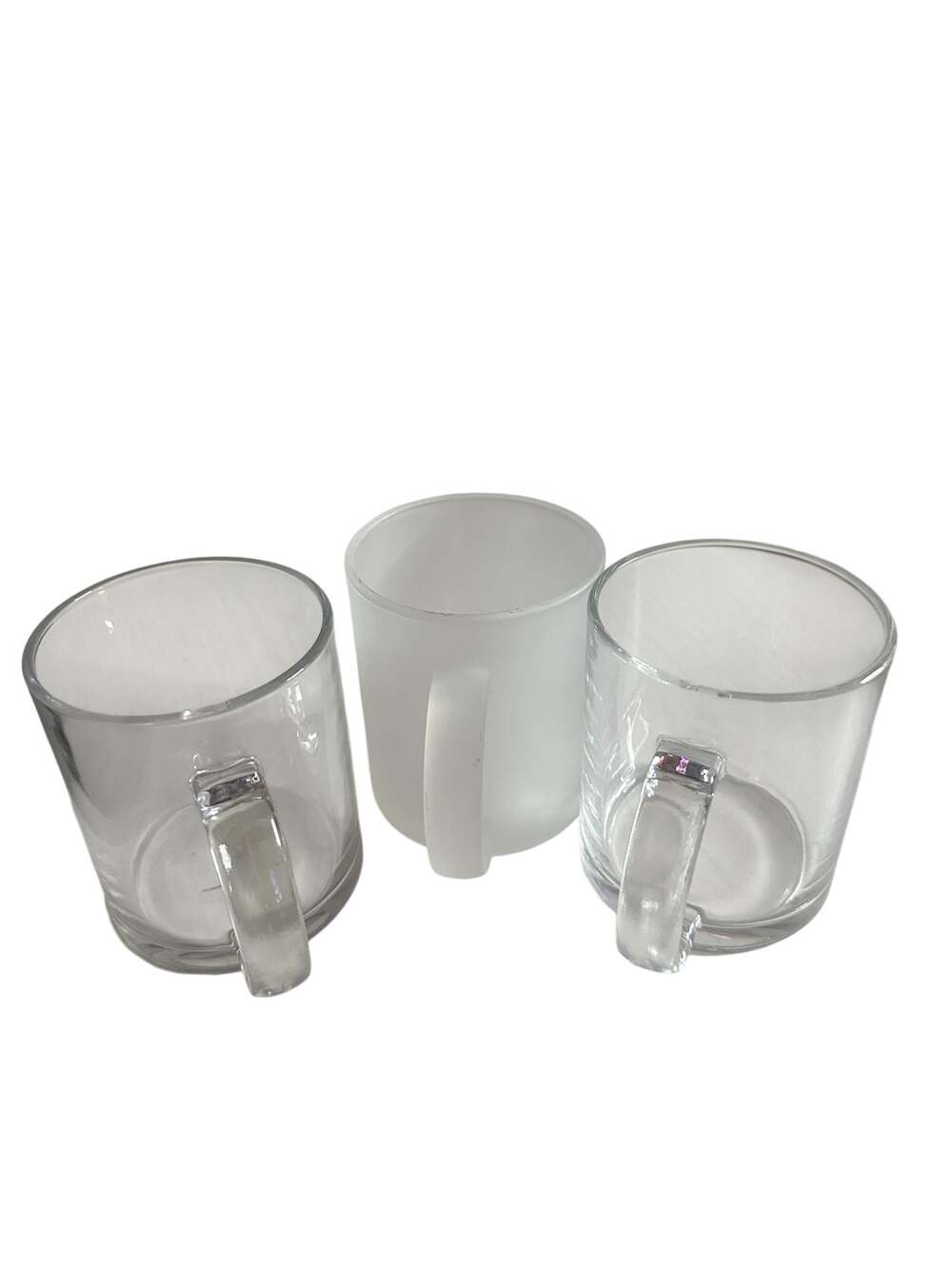 Set of 3 Assorted Glass Mugs (2 Clear, 1 Frosted)